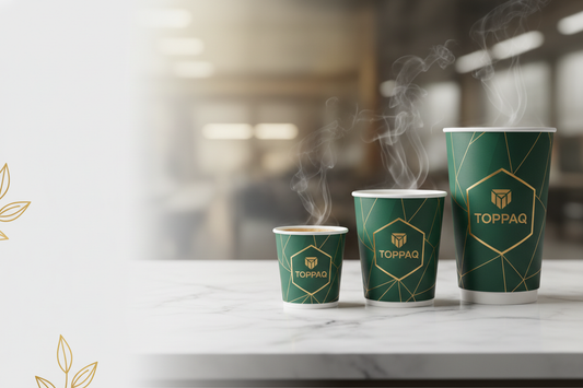Premium FSSAI-compliant paper coffee cups for Indian cafes and cloud kitchens — PE-lined and C-PLA-lined options — Toppaq