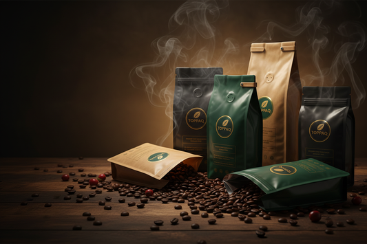 Premium kraft paper retail coffee bean pouches and bags for Indian roasteries — FSSAI-compliant packaging with degassing valves — Toppaq