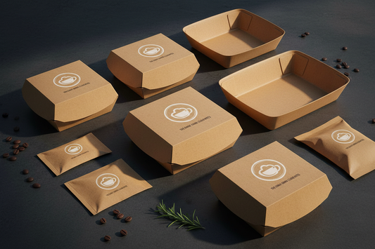 Custom branded kraft packaging boxes for cafes and cloud kitchens by Toppaq