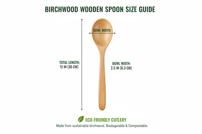Size guide for birchwood wooden spoon