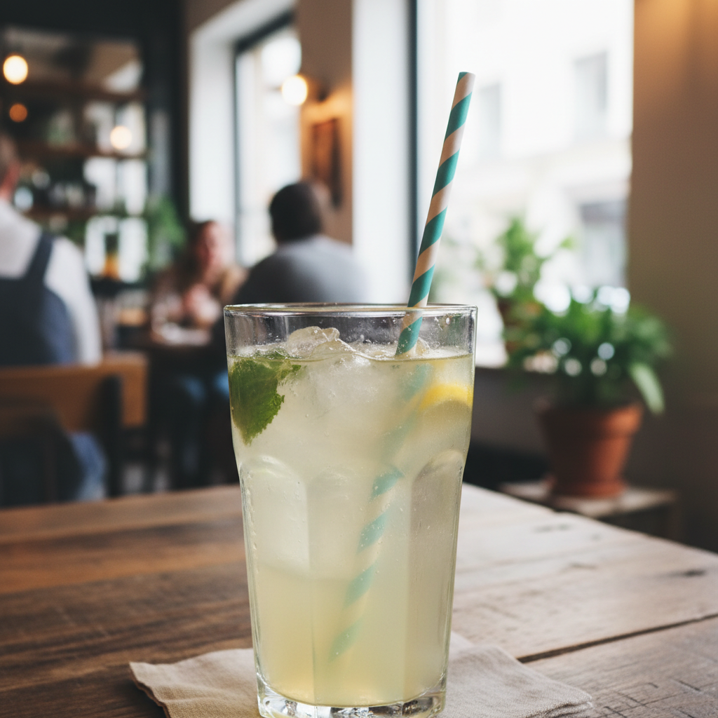 Paper straw in cold drink lifestyle