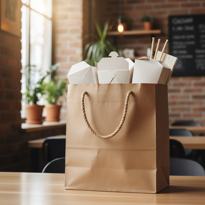 Kraft paper bag with handle lifestyle shot