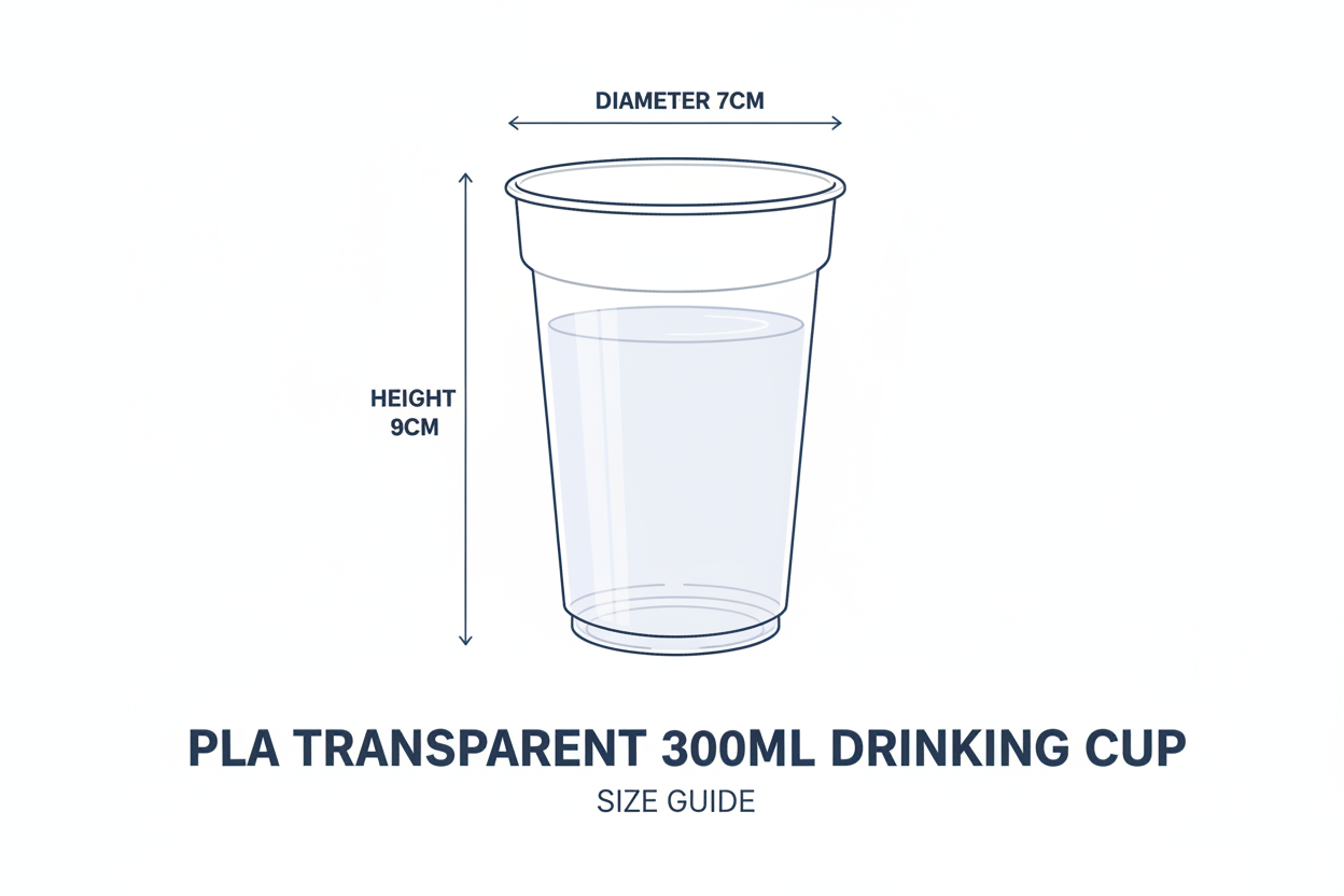 Size guide PLA transparent glass 300ml