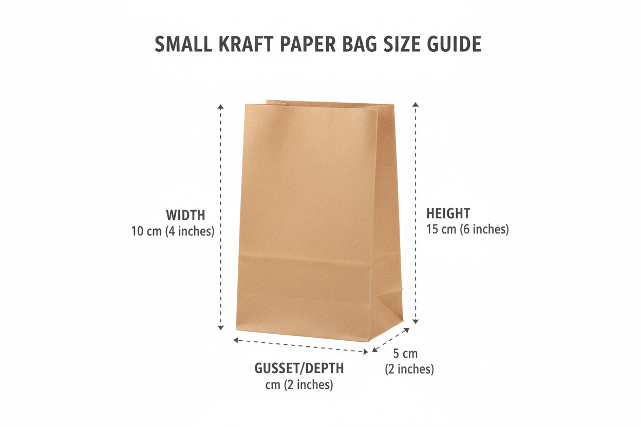 Size guide small paper bag without handle