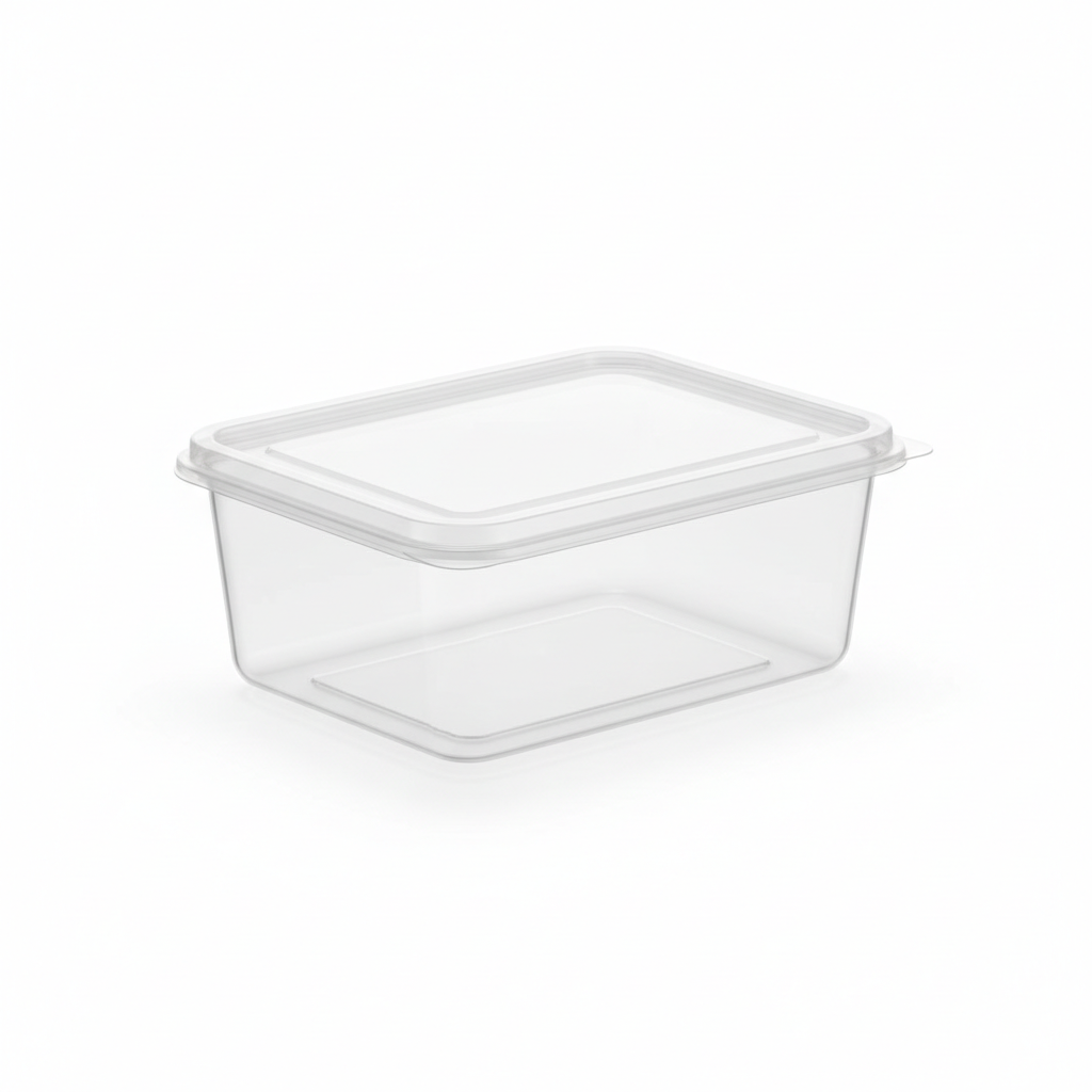 Rectangular transparent PLA 750ml front view