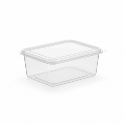 Rectangular transparent PLA 750ml front view