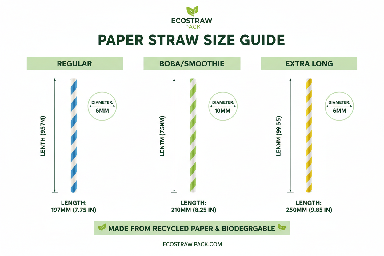 Size guide for paper straws