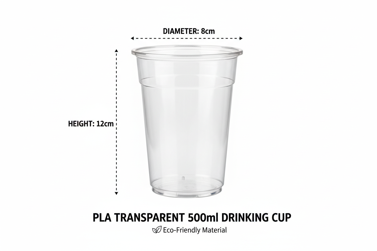 Size guide PLA transparent glass 500ml