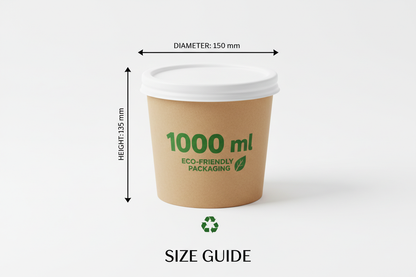 Size guide for 1000ml kraft paper container