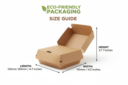 Size guide for paper burger box