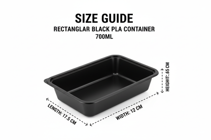 Size guide rectangular black PLA 700ml