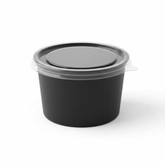 Black PLA food container 100ml with transparent lid