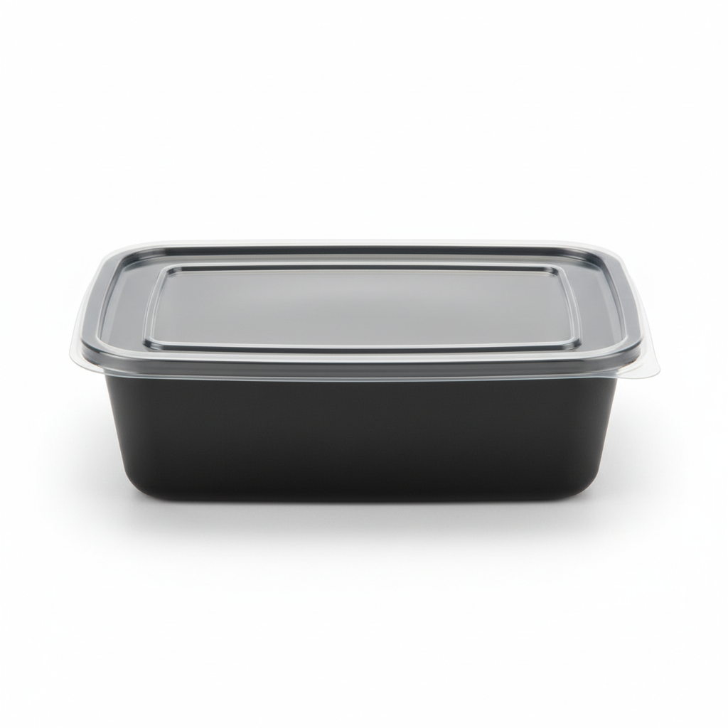 Rectangular black PLA 1000ml front view