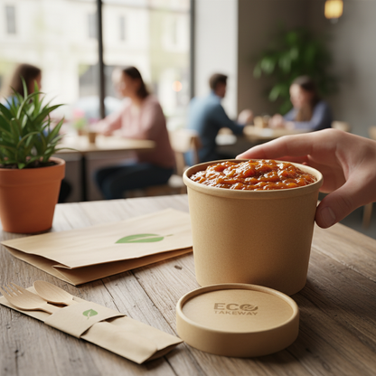 250ml kraft container with chutney lifestyle