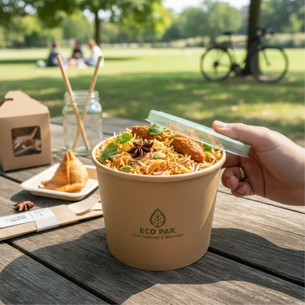 750ml kraft container with biryani lifestyle