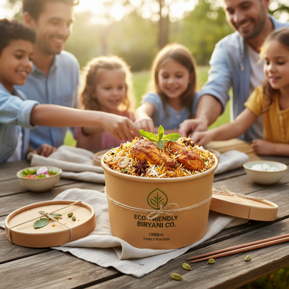1000ml kraft container with biryani lifestyle