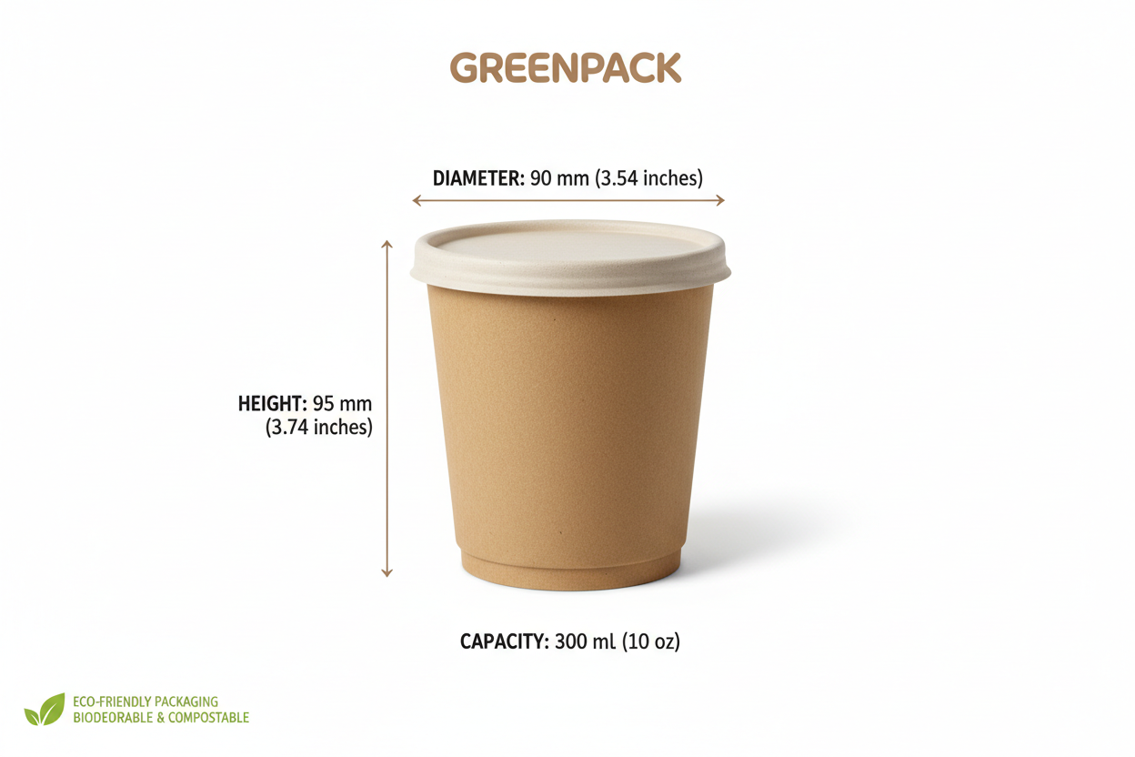 Size guide for 300ml kraft paper container