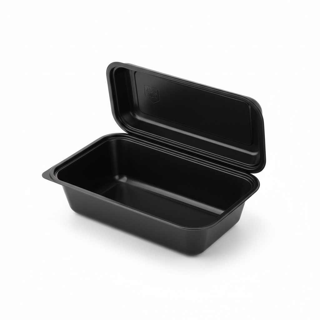 Rectangular black PLA 500ml lid open