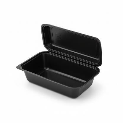 Rectangular black PLA 500ml lid open