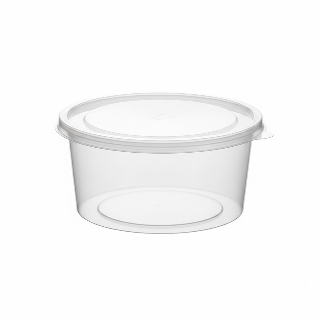Round transparent PLA food container 1200ml with clear lid