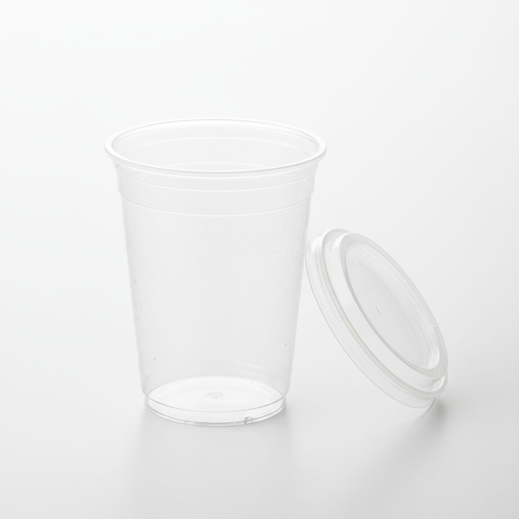 PLA transparent glass 300ml lid open