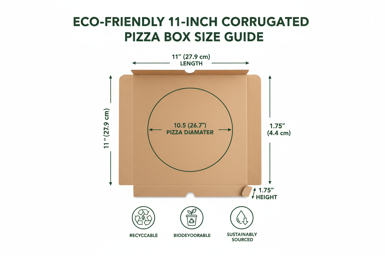 Size guide for 11 inch corrugated pizza box