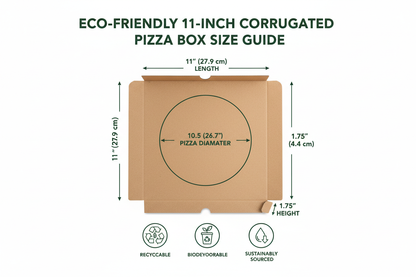 Size guide for 11 inch corrugated pizza box