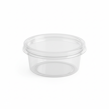 Round transparent PLA food container 50ml with clear lid