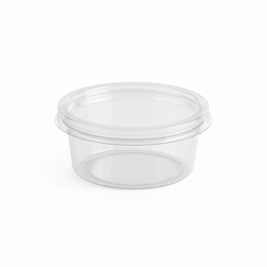Round transparent PLA food container 50ml with clear lid