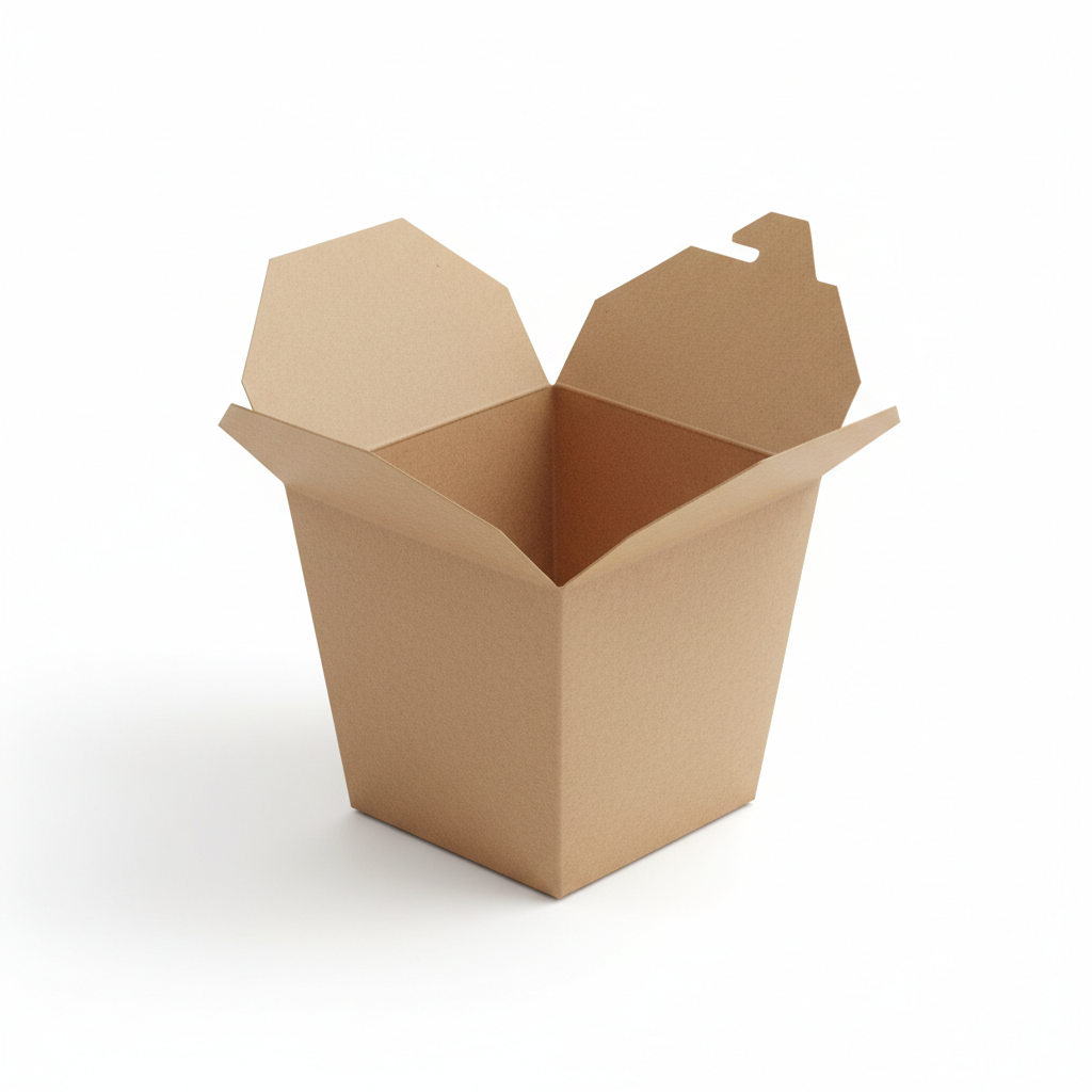Kraft paper noodle box 750ml open view