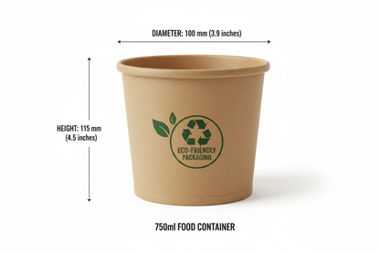 Size guide for 750ml kraft paper container