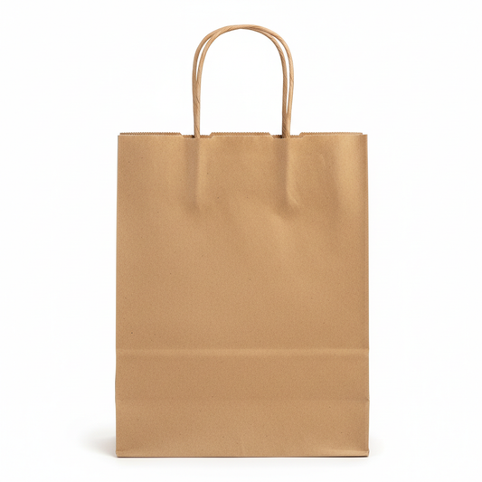 Kraft paper bag with handle front view