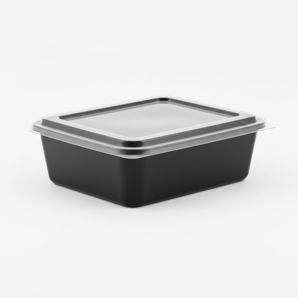 Rectangular black PLA 700ml side view
