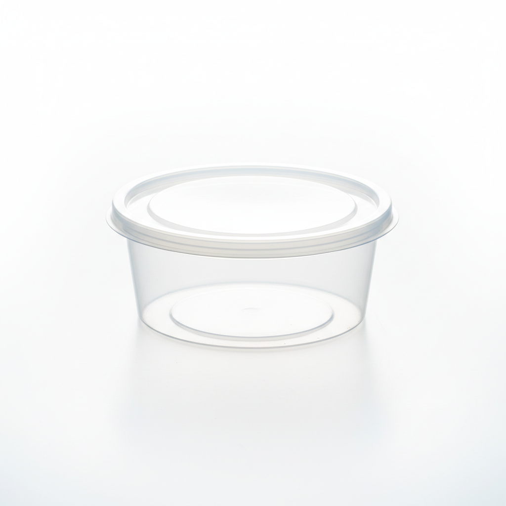 Round transparent PLA food container 500ml with clear lid