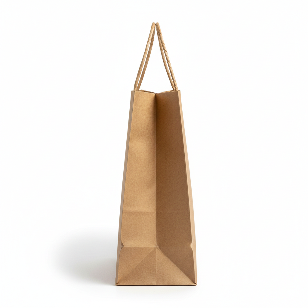 Kraft paper bag with handle side view