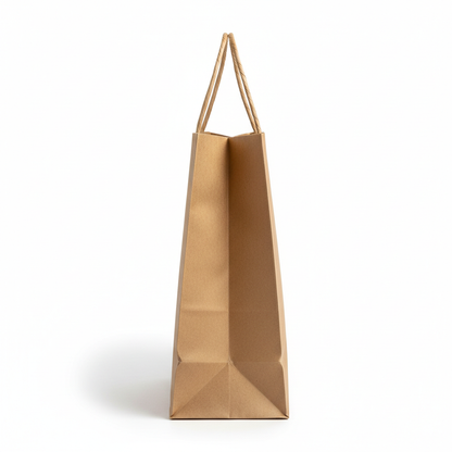 Kraft paper bag with handle side view