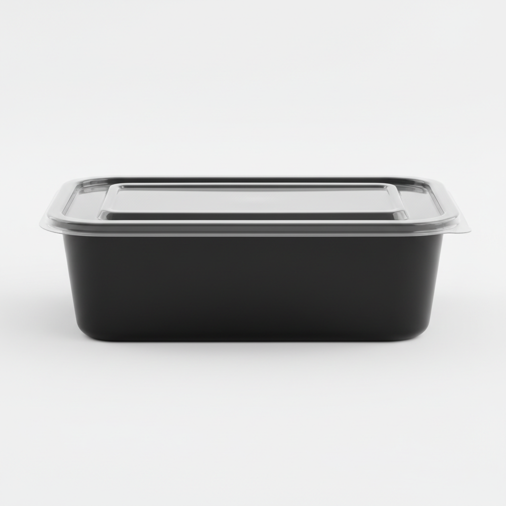 Rectangular black PLA 500ml side view