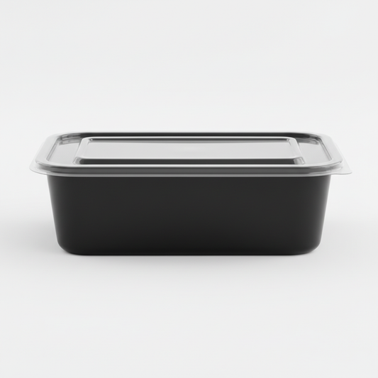 Rectangular black PLA 500ml side view