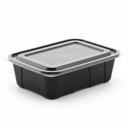 Rectangular black PLA 1000ml side view