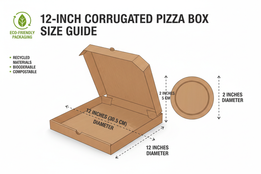 Size guide for 12 inch corrugated pizza box