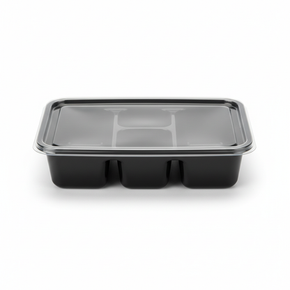Black PLA 3 compartment container front view