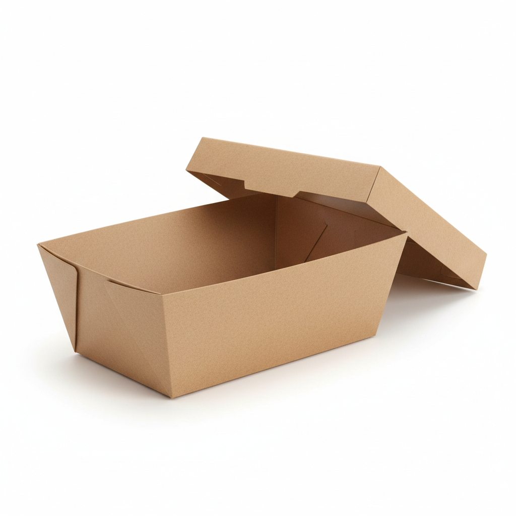 1000ml kraft paper container with lid open
