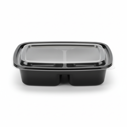 Black PLA 2 compartment container front view